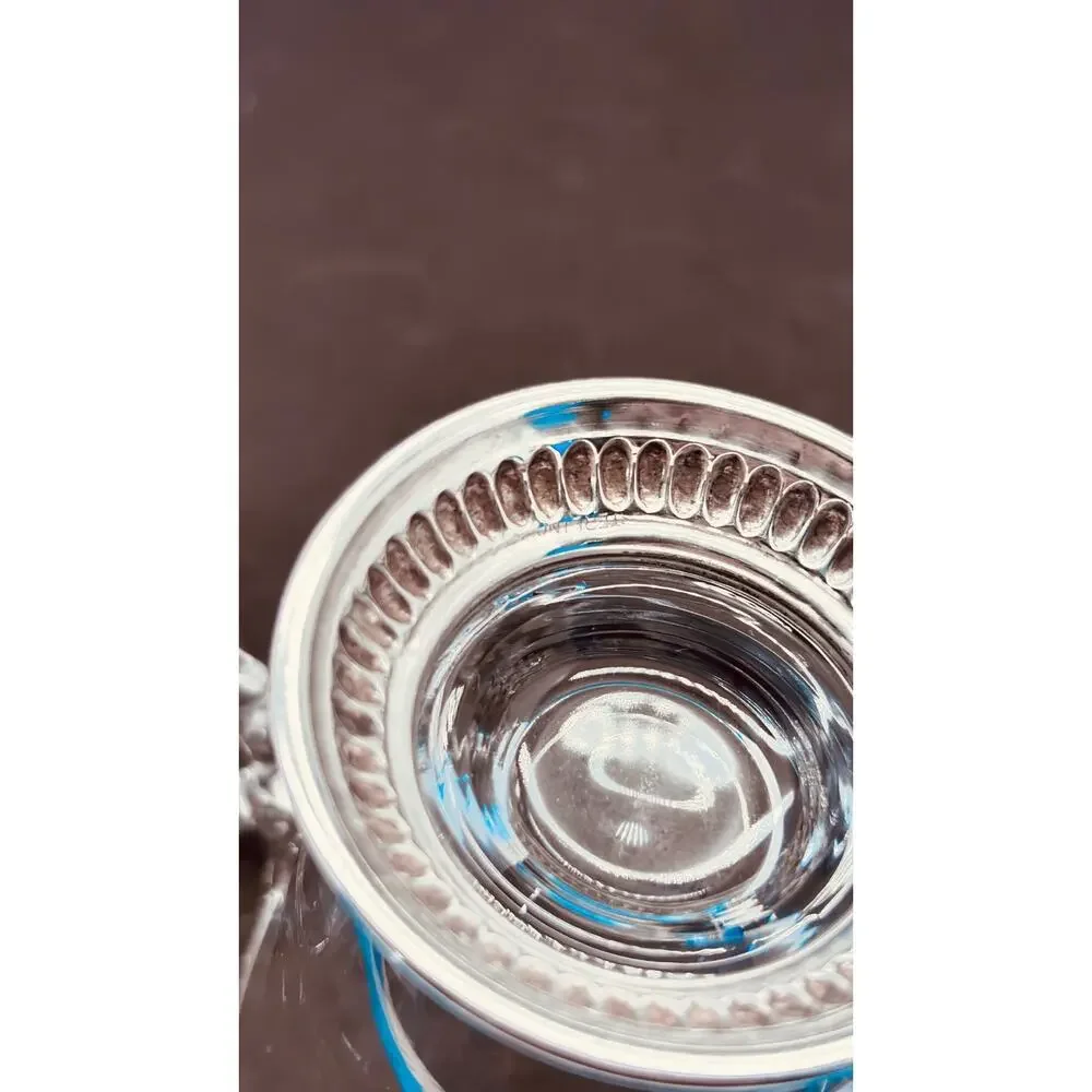 Imperial Glass Candlewick Cream & Sugar Sterling Silver Non-weigted Bases